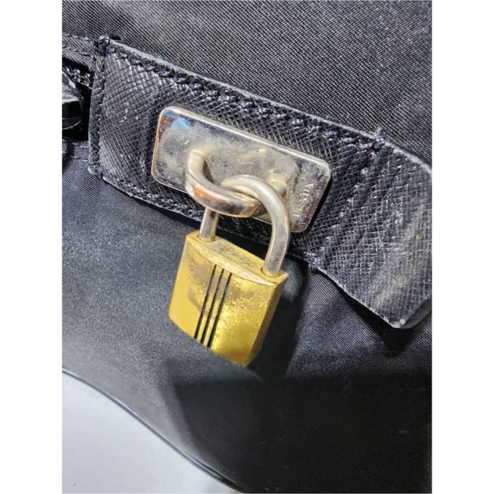Authentic Prada Saffiano-Trimmed Tessuto Nylon Duffle Bag Black 60cm - Picture 13 of 15